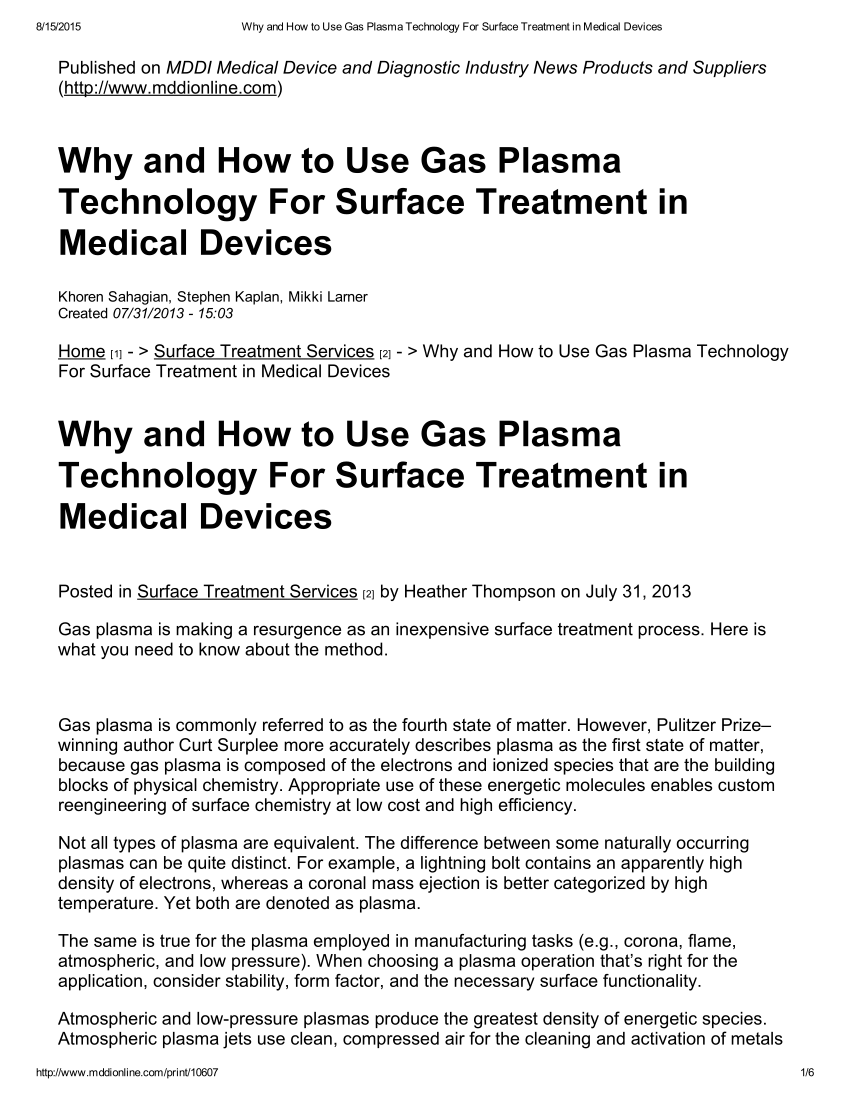 gas plasma technology