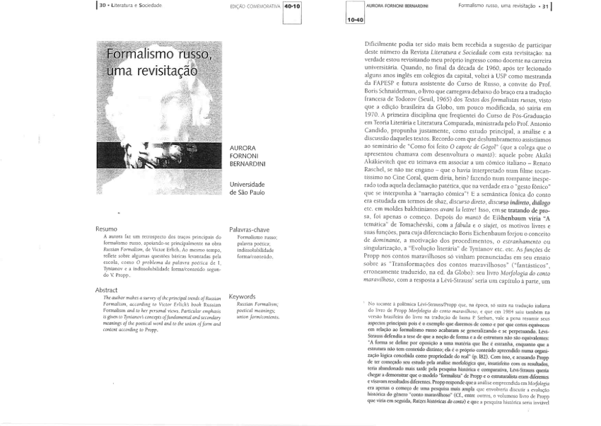 (PDF) Formalismo russo, uma revisitação