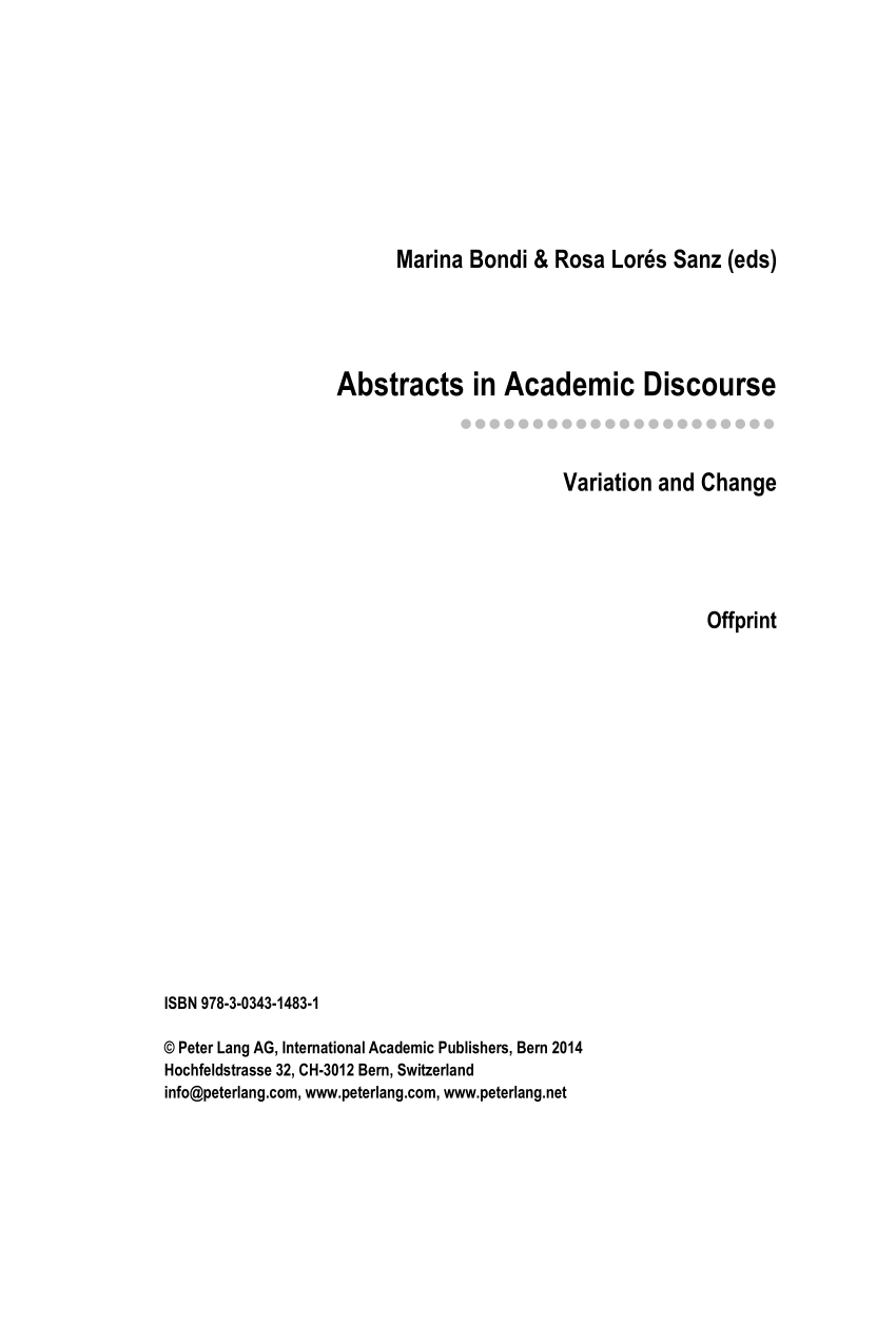 Pdf Chapter Abstracts Cross Linguistic Disciplinary And Intercultural Perspectices