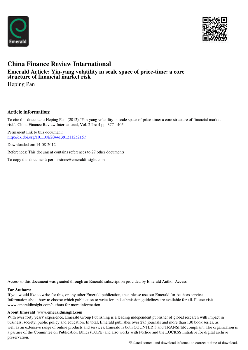 Pdf Yin Yang Volatility In Scale Space Of Price Time A Core Structure Of Financial Market Risk