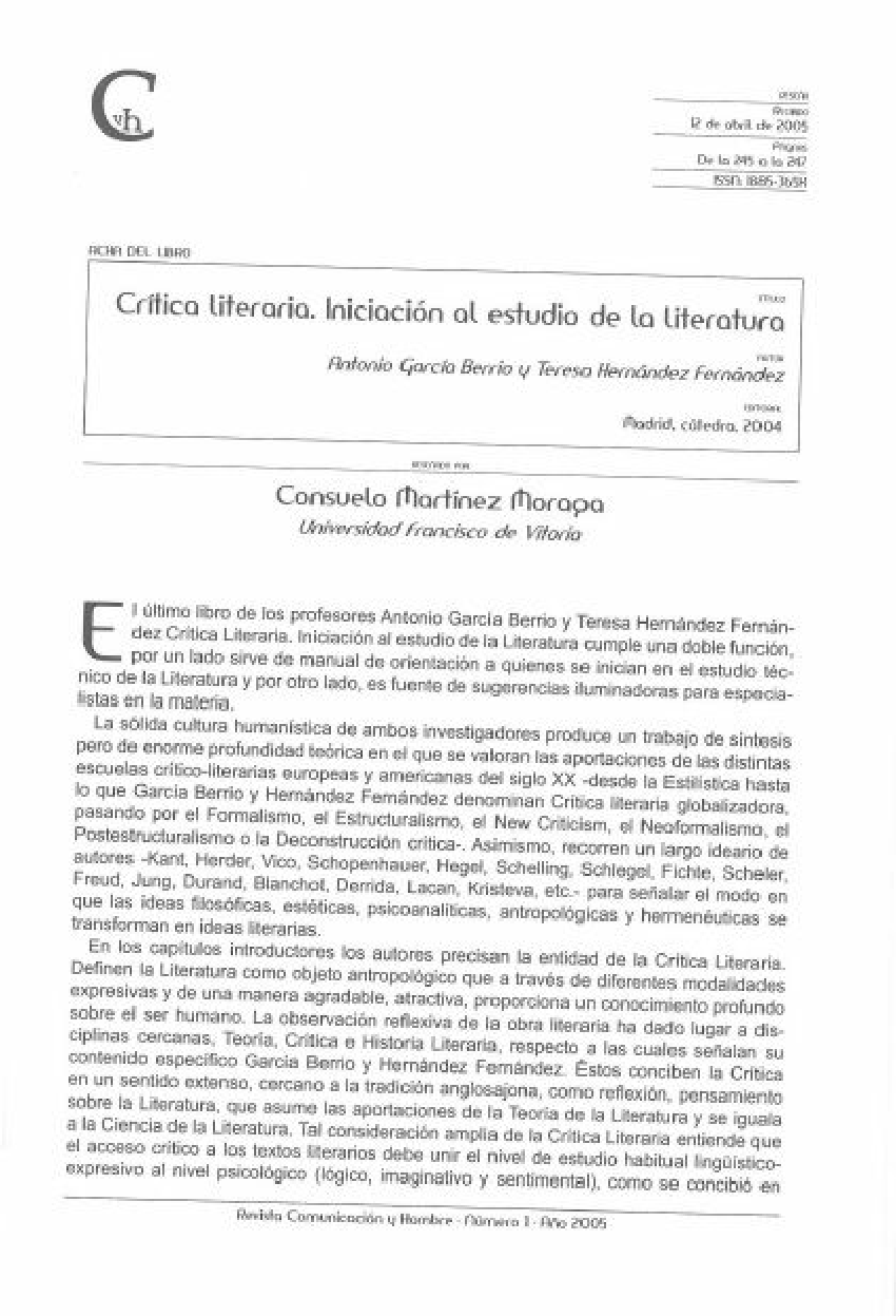 (PDF) Crítica literaria. Iniciación al estudio de la literatura