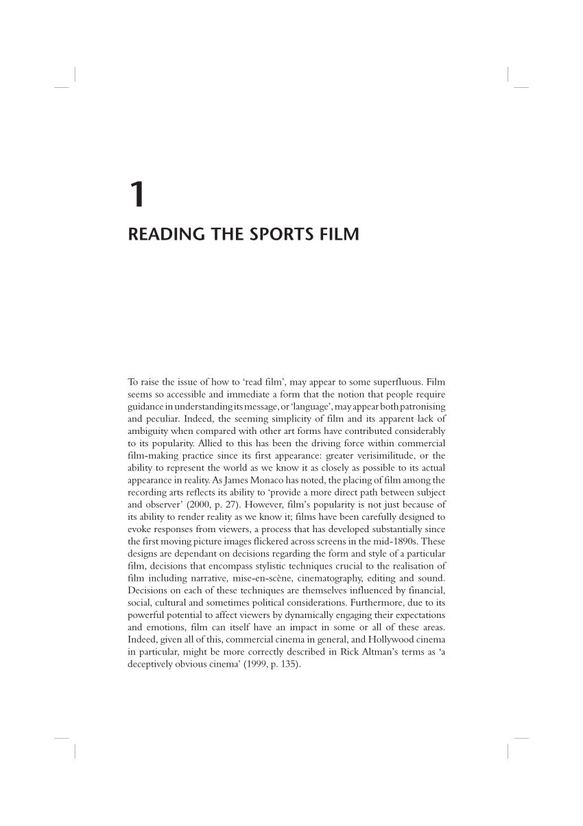 Pdf Reading The Sports Film