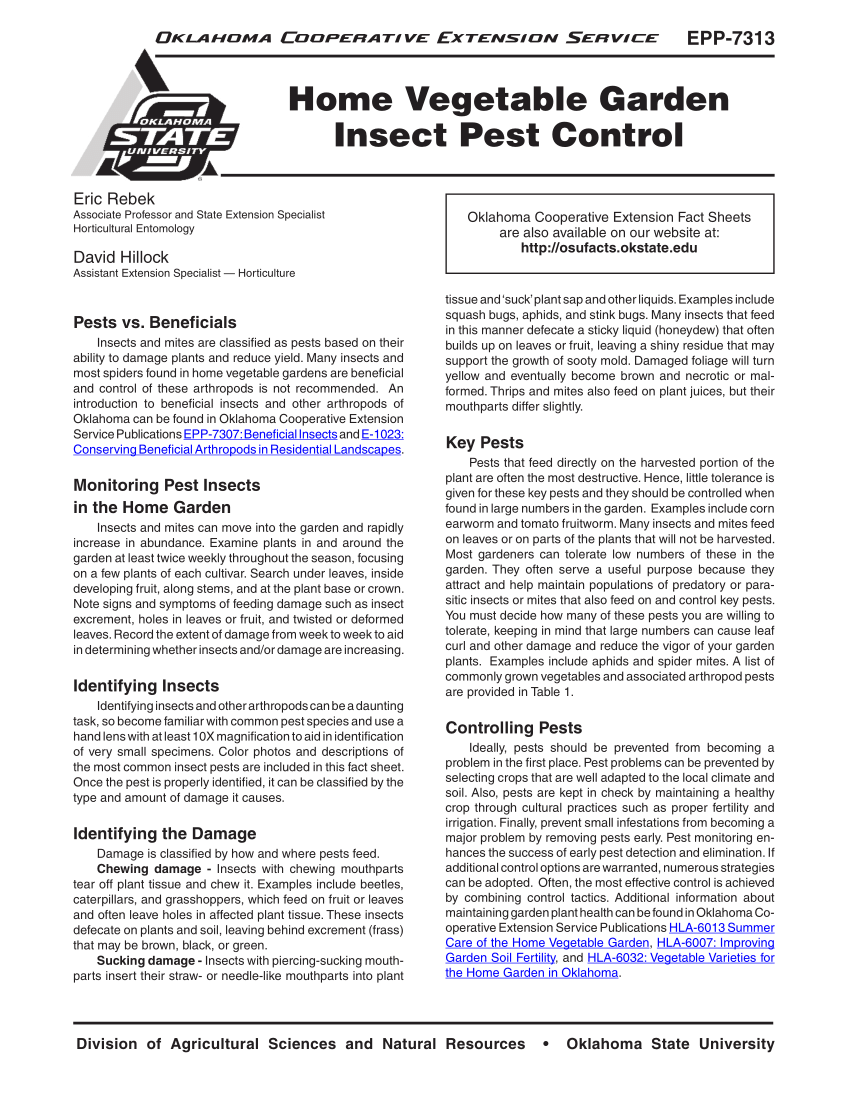 Pdf Home Vegetable Garden Insect Pest Control