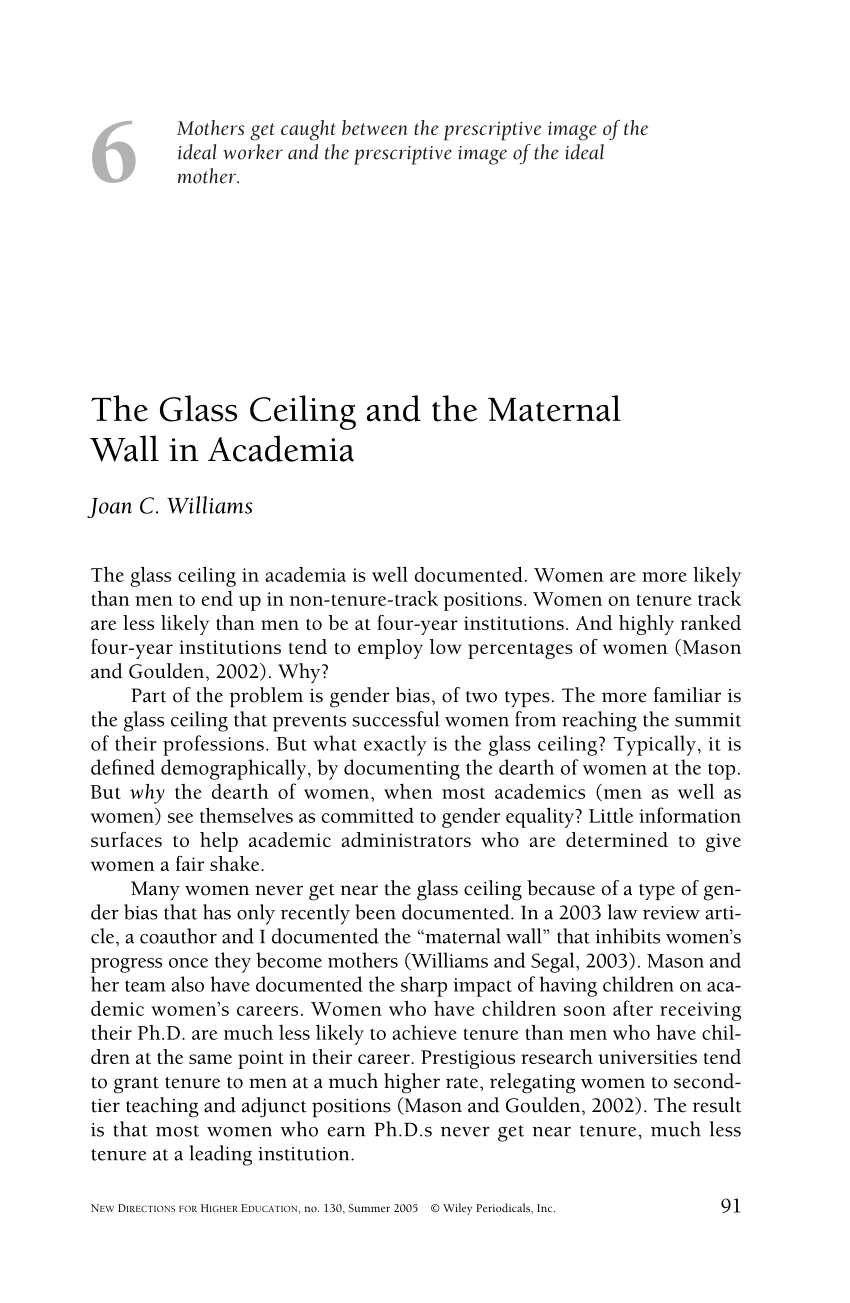 Pdf The Glass Ceiling And The Maternal Wall In Academia