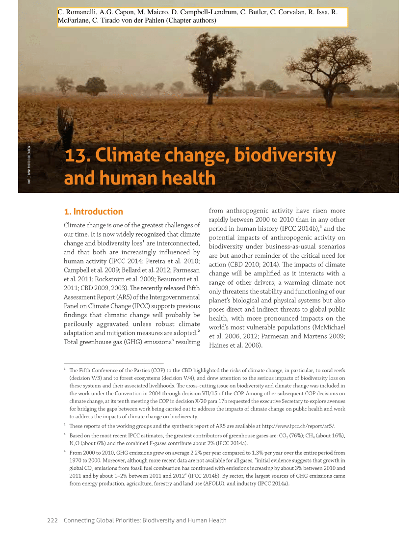 Pdf Climate Change Biodiversity And Human Health
