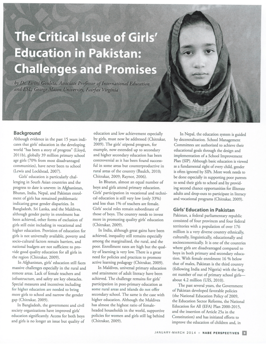 research articles on education in pakistan