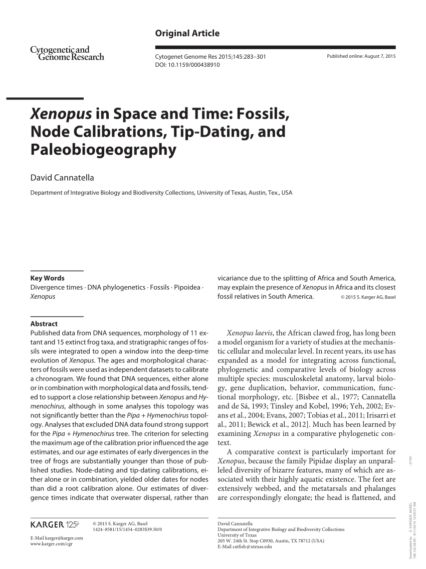 PDF Xenopus in Space and Time Fossils Node Calibrations Tip Dating and Paleobiogeography