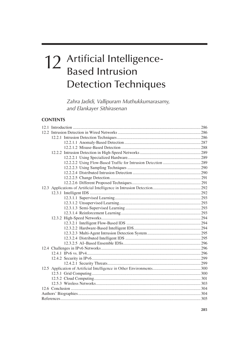 Pdf Artificial Intelligence Based Intrusion Detection Techniques