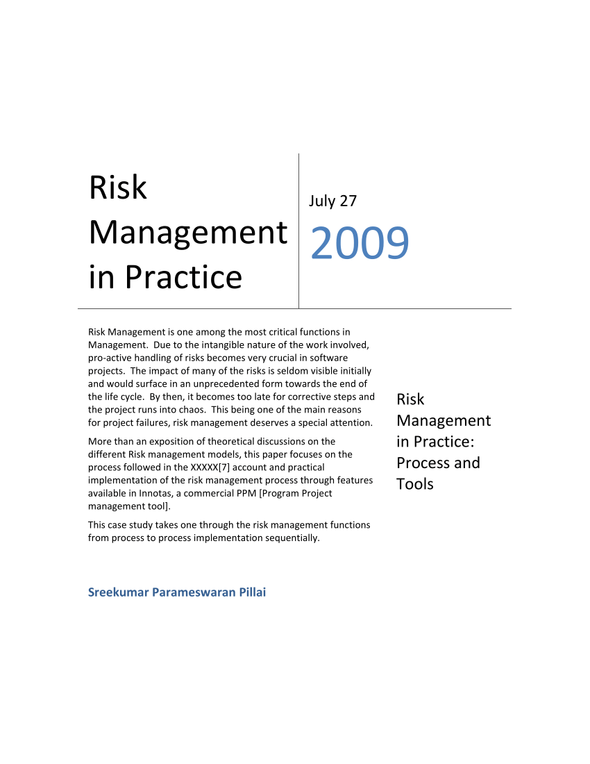 case study risk management pdf