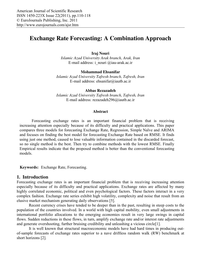 PDF Exchange Rate Forecasting A Combination Approach