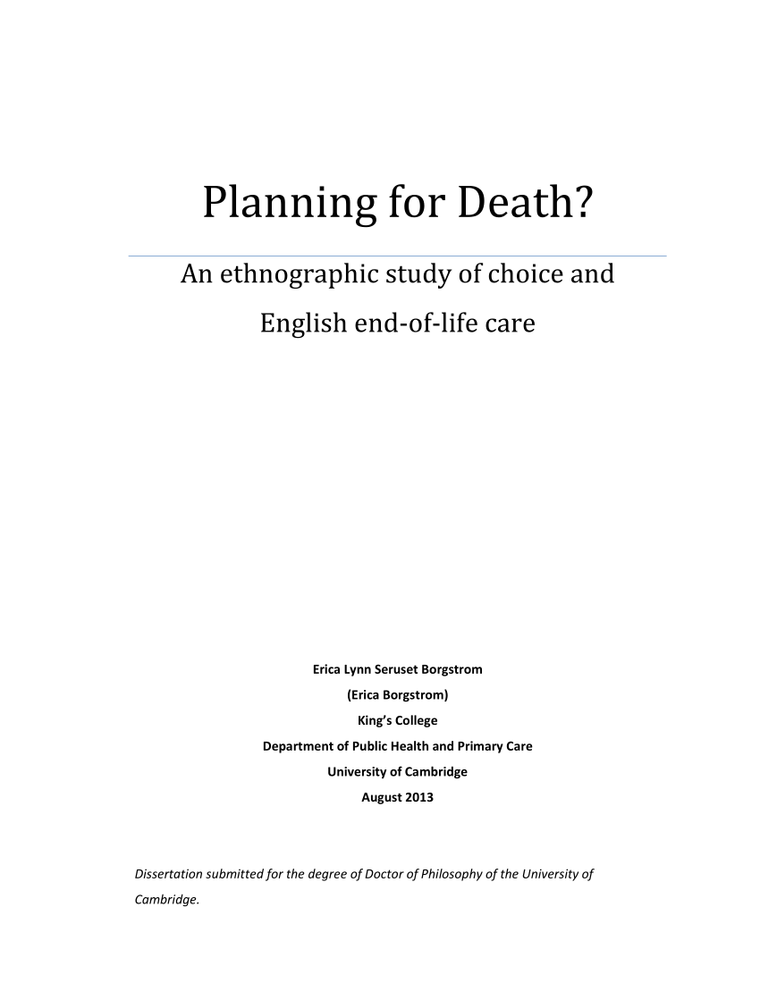 PDF Planning for An ethnographic study of choice and English end of life care