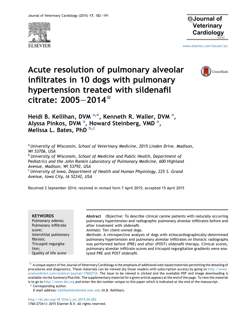 Pdf Acute Resolution Of Pulmonary Alveolar Infiltrates In 10 Dogs With Pulmonary Hypertension Treated With Sildenafil Citrate 2005 2014