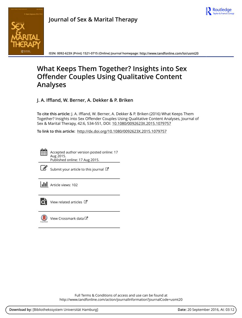 PDF) What Keeps Them Together? Insights into Sex Offender Couples Using Qualitative Content Analyses