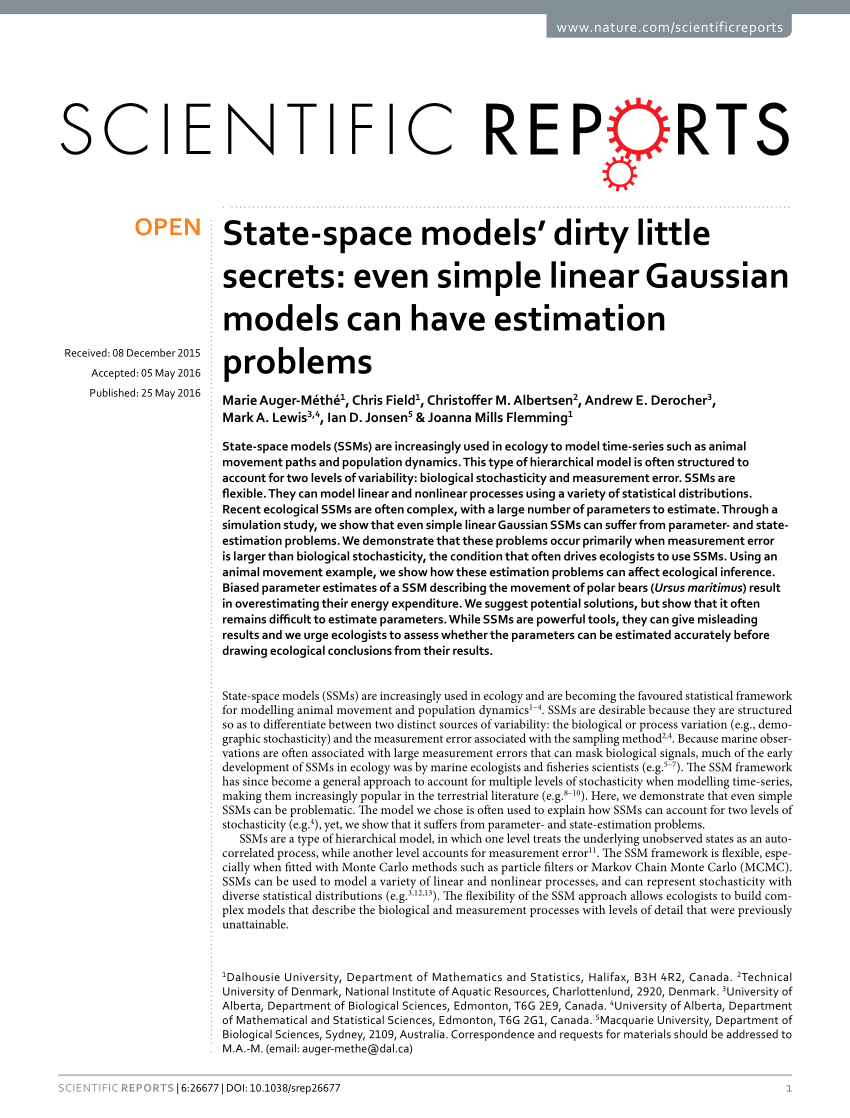 PDF) State-space models' dirty little secrets: Even simple Gaussian models have estimation