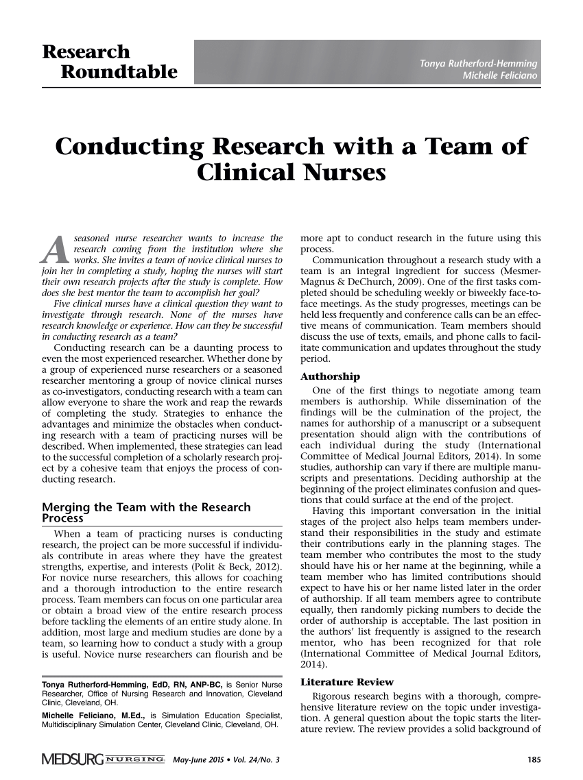 research study of nurses
