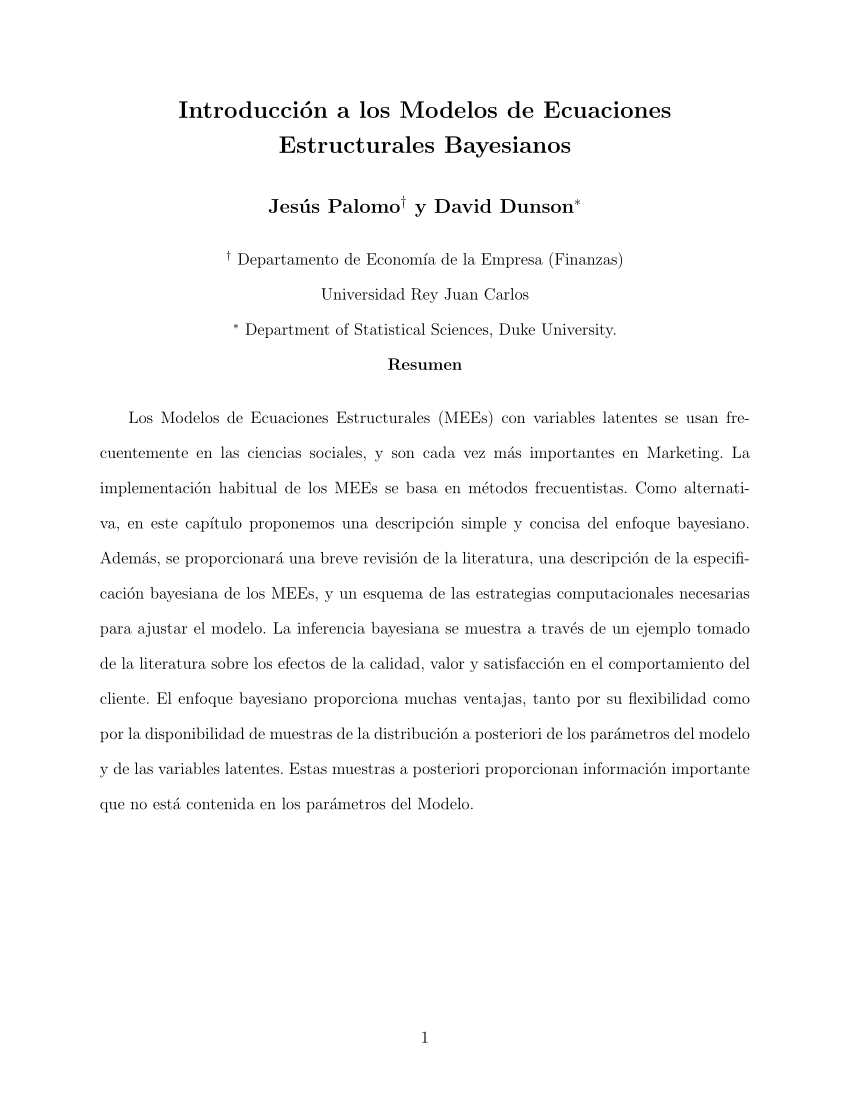 PDF) Introduccion a los Modelos de Ecuaciones Estructurales Bayesianos