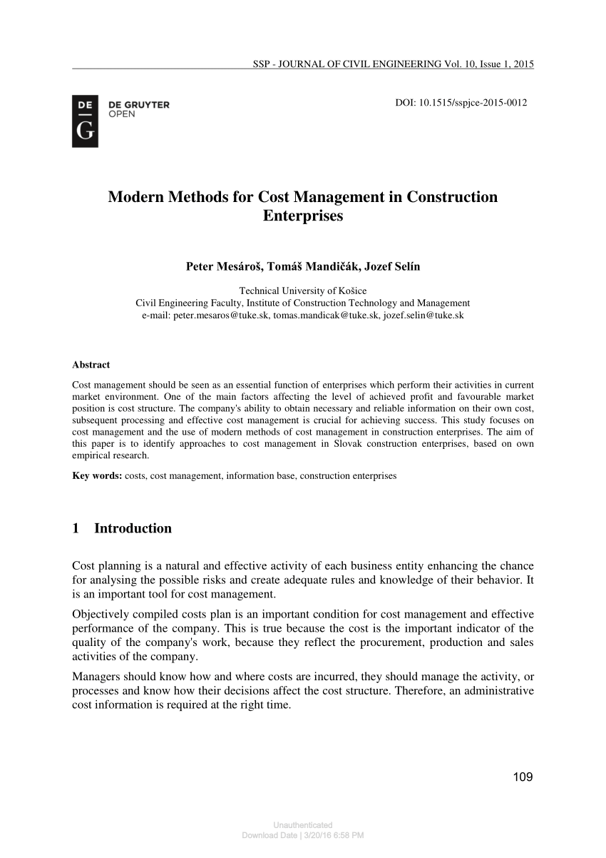 PDF) Effectiveness of the Modern Methods of Construction in Terms of Cost  and Time: A Case Study of the United Kingdom