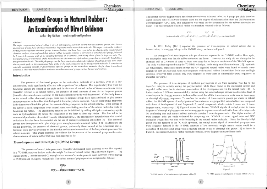 Molecular structure of natural rubber.