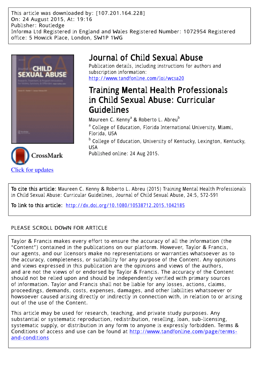 PDF Training Mental Health Professionals in Child Sexual Abuse