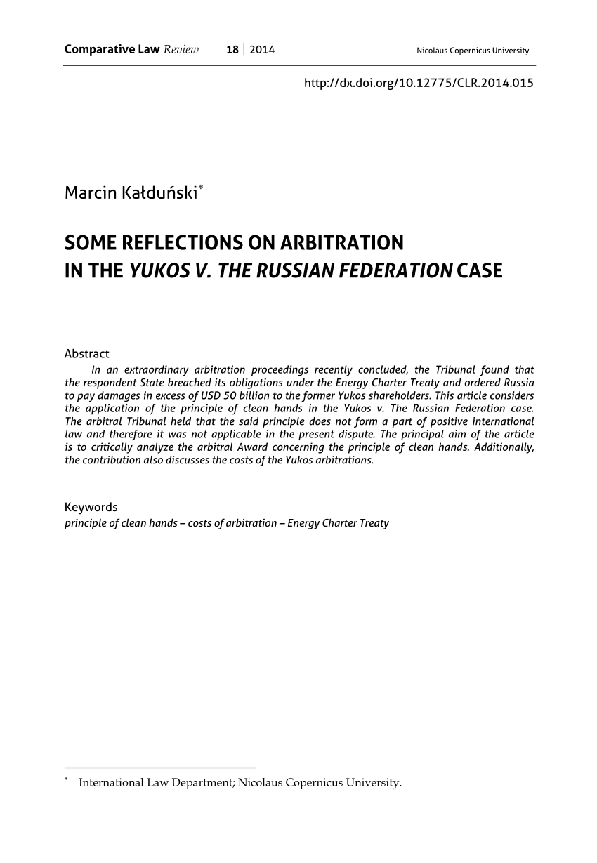 Steep Angry girl PDF) Some Reflections on Arbitration in the Yukos v. The Russian Federation  Case