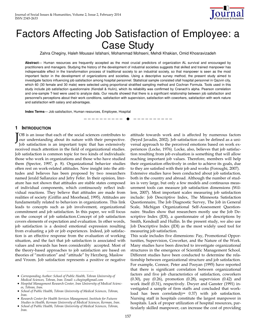 case study on job satisfaction