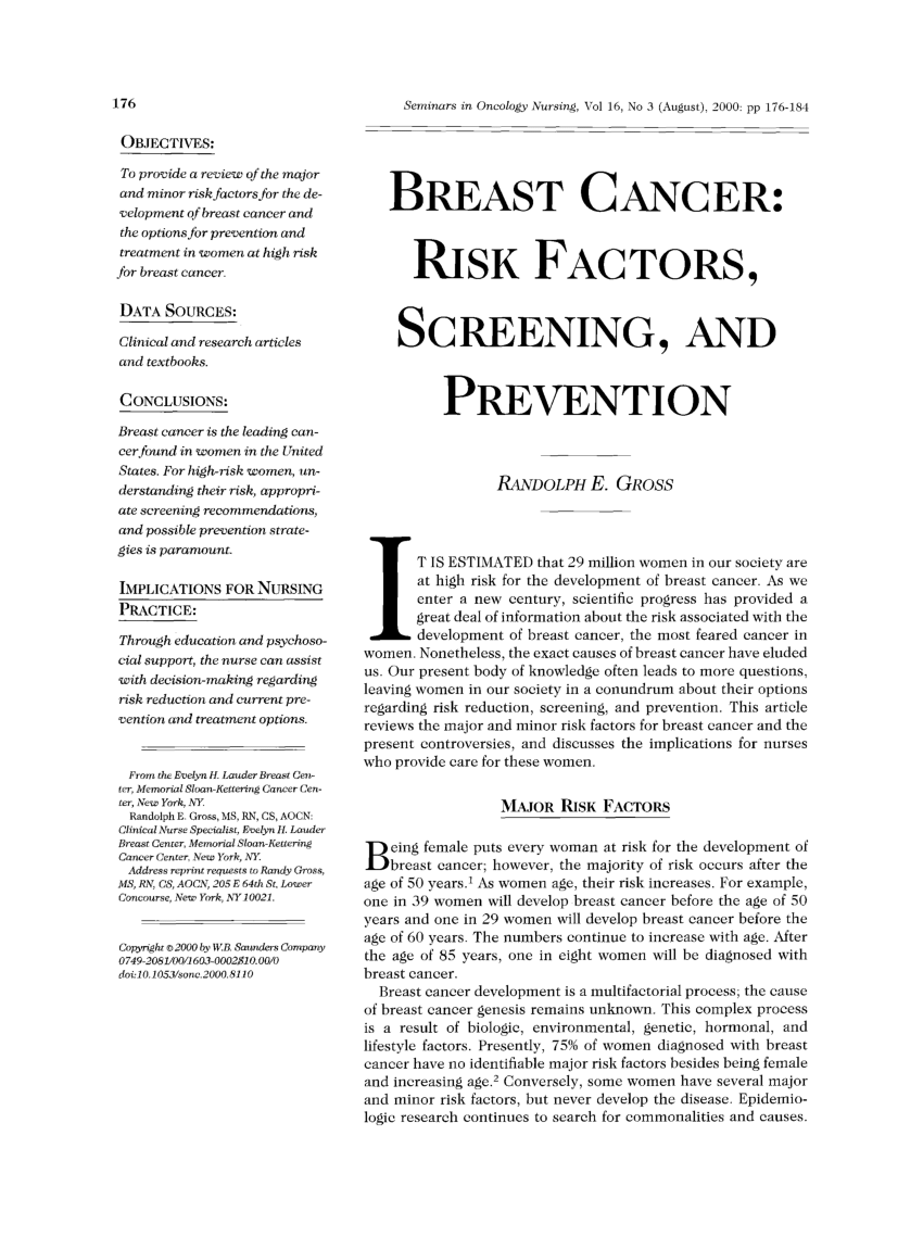 breast cancer risk factors research paper