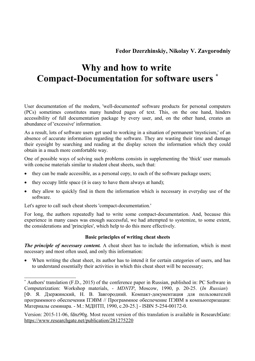 PDF) Why and how to write Compact-Documentation for software users