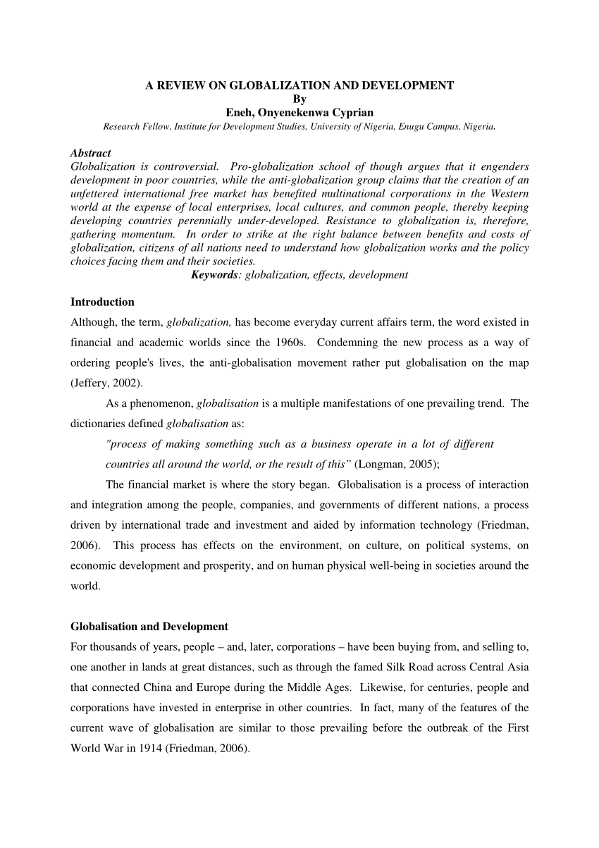 globalization strategy research paper
