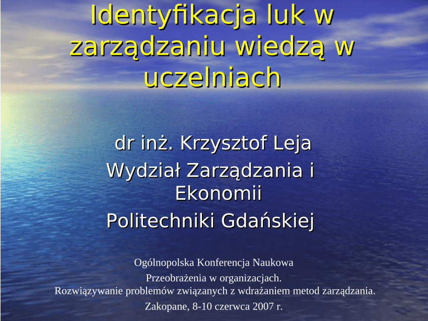 Pdf Identyfikacja Luk W Zarządzaniu Wiedzą W Uczelniach 2058