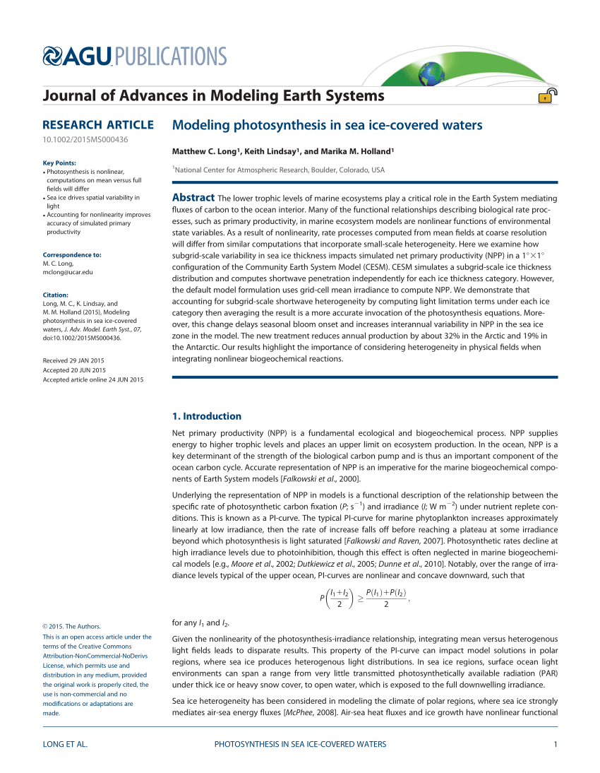 (PDF) Journal of Advances in Modeling Earth Systems