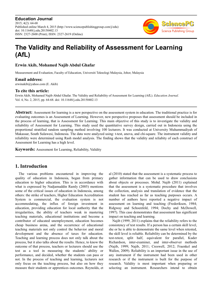 reliability and validity of audit scale