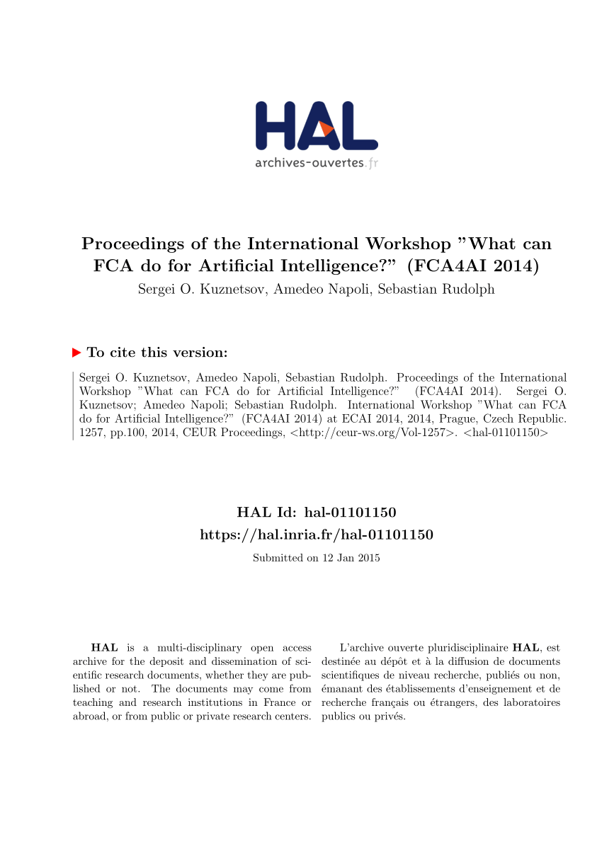 PDF Proceedings of the International Workshop "What can FCA do for Artificial Intelligence " FCA4AI 2014