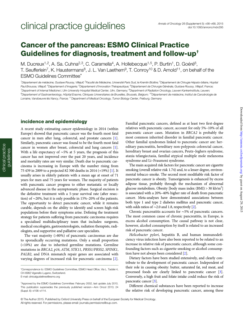 pancreatic cancer esmo guidelines