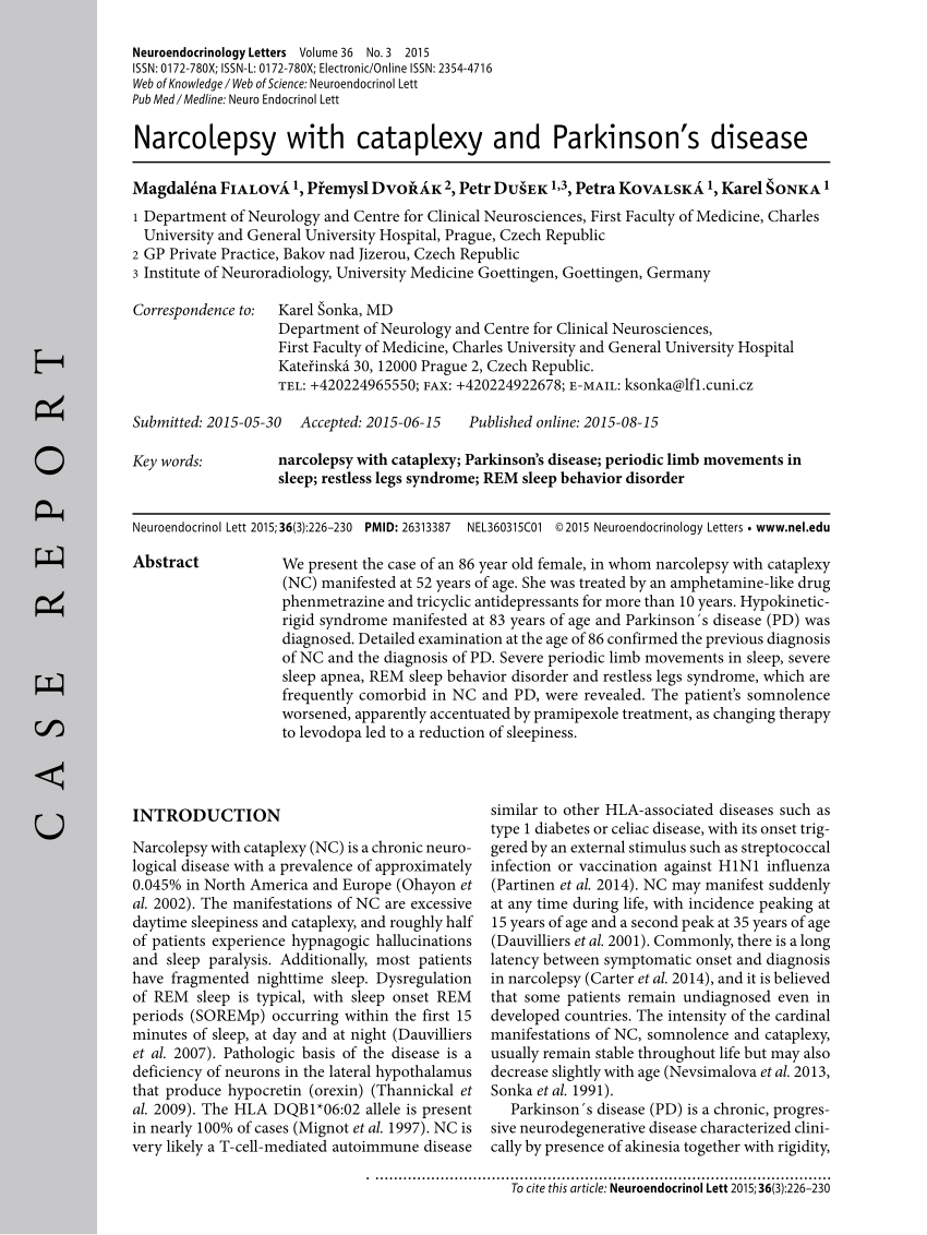 narcoleptic patient case study