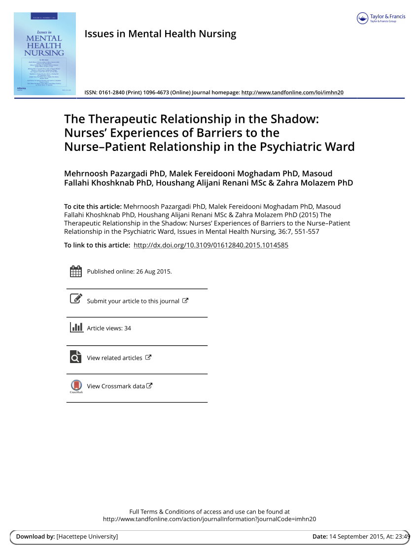 what makes a quality therapeutic relationship in psychiatric/mental health nursing