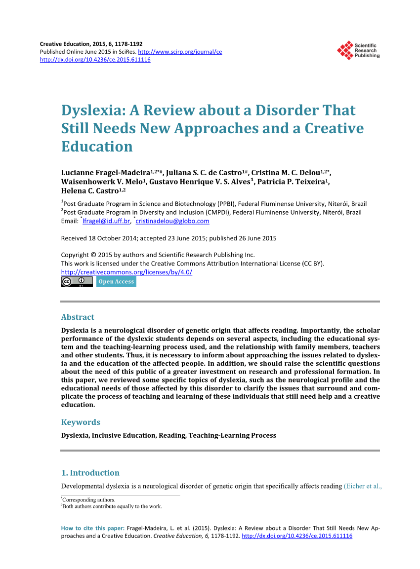 dissertation topics for dyslexia