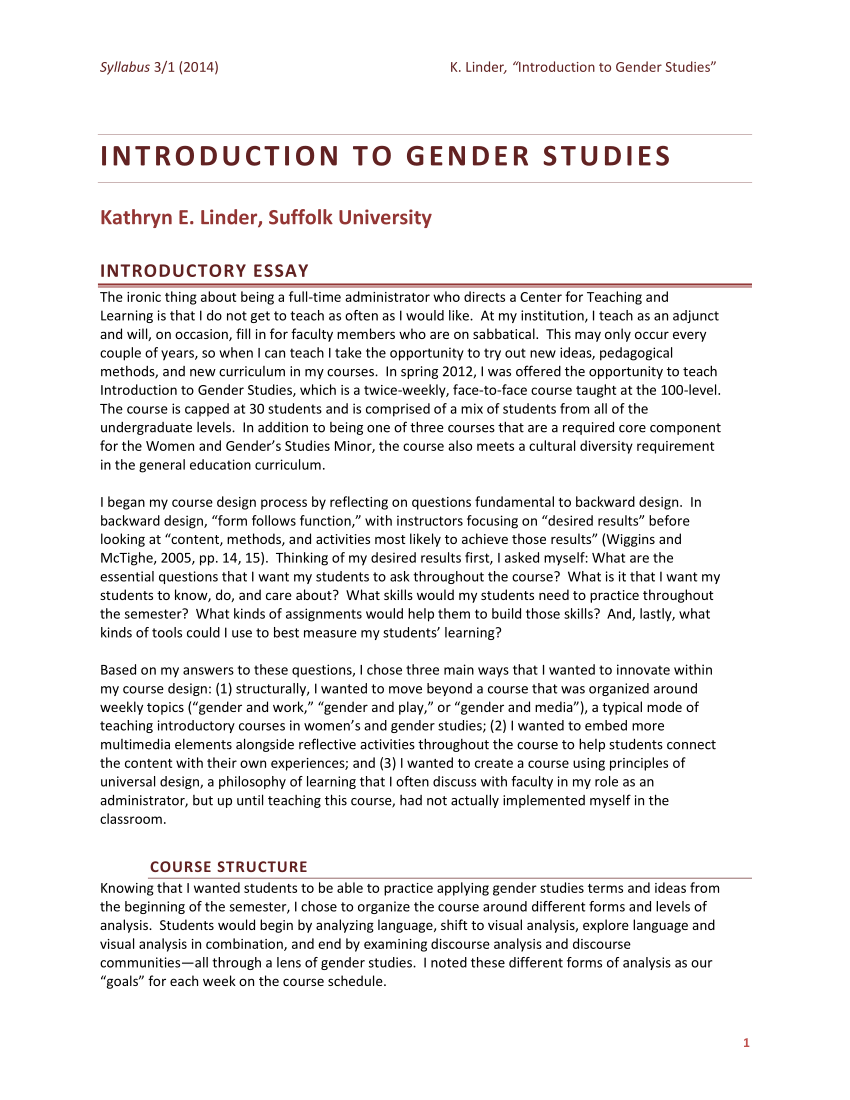 gender studies topics for papers