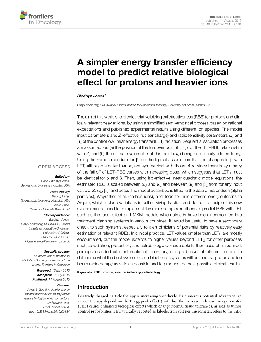 (PDF) A Simpler Energy Transfer Efficiency Model to Predict Relative