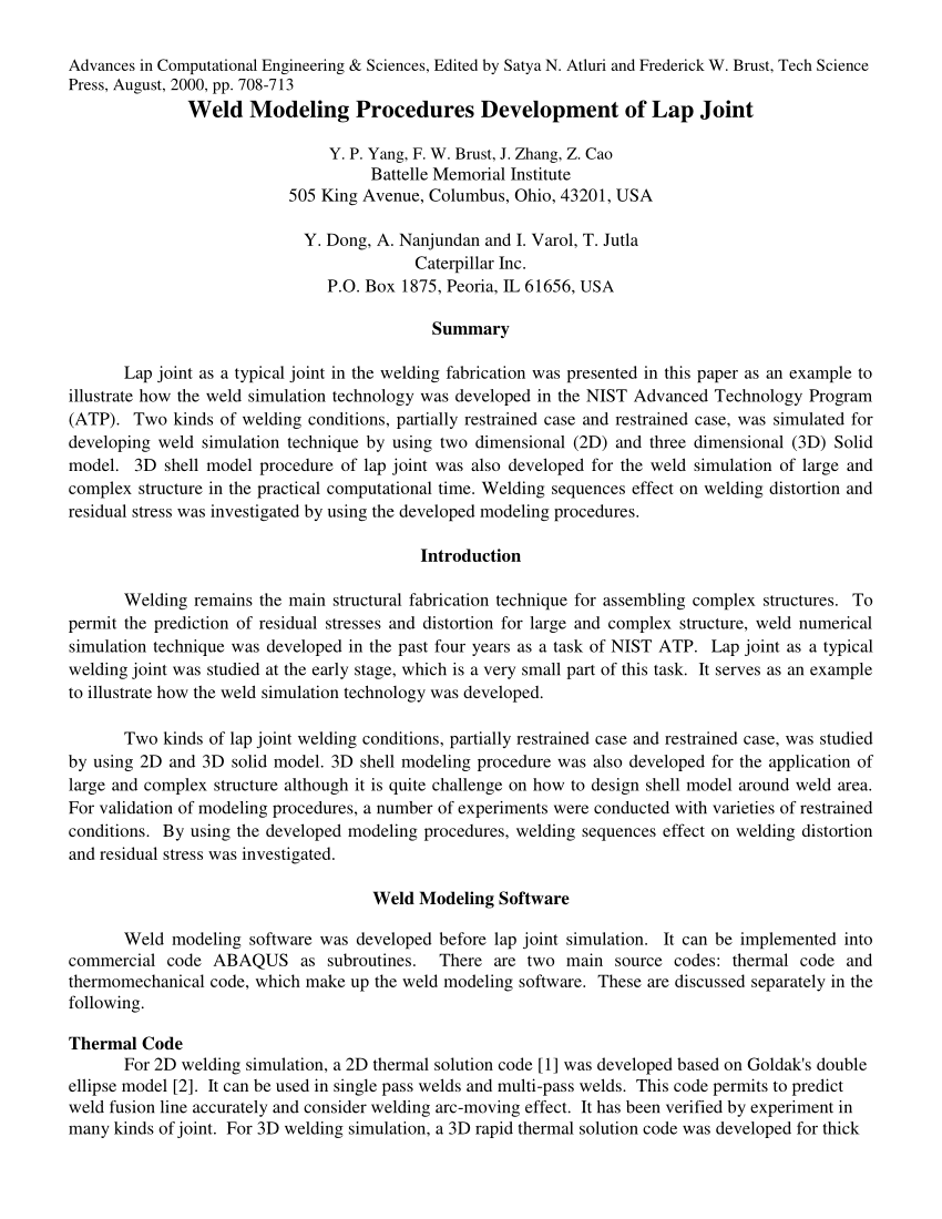 Pdf Weld Modeling Procedures Development Of Lap Joint