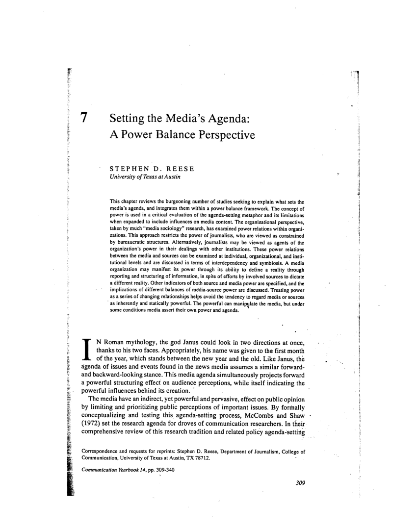 pdf) agenda setting theory