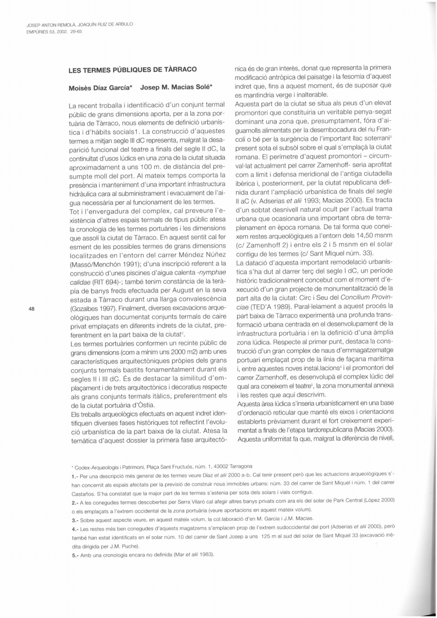 (PDF) Les Termes Públiques de Tàrraco