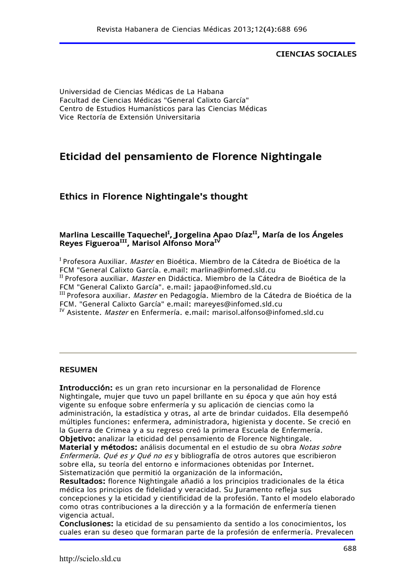 PDF) Eticidad del Pensamiento de Florence Nightingale