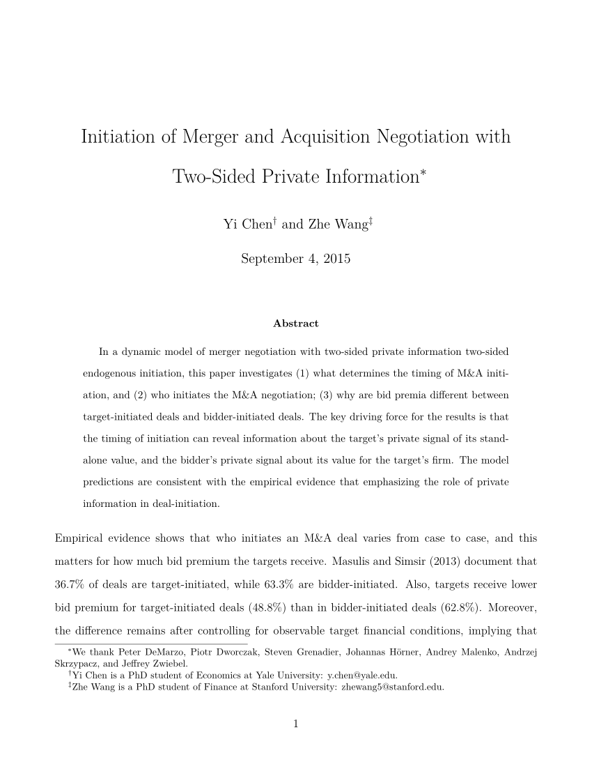 research paper on merger and acquisition