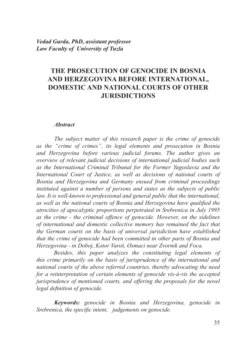 (PDF) THE PROSECUTION OF GENOCIDE IN BOSNIA AND ...