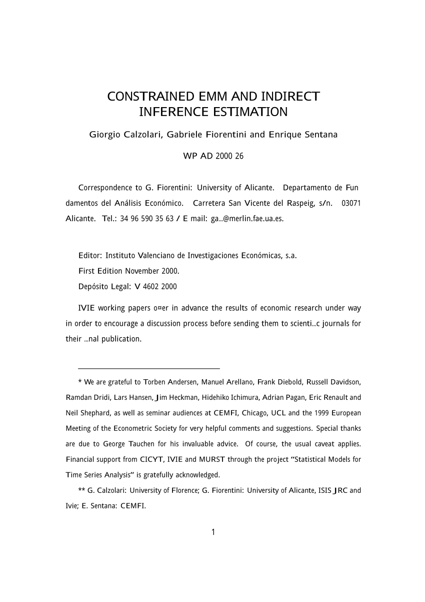 Pdf Constrained Emm And Indirect Inference Estimation