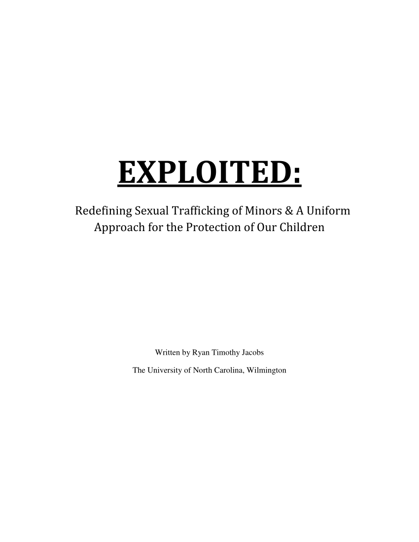 Pdf Exploited Redefining Sexual Trafficking Of Minors And A Uniform Approach For The 5377