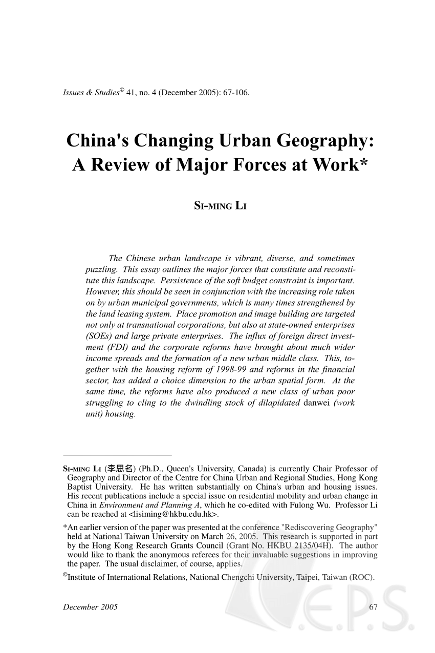 PDF) China's changing urban geography 