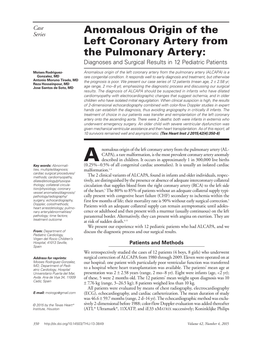 (PDF) Anomalous Origin of the Left Coronary Artery from ...