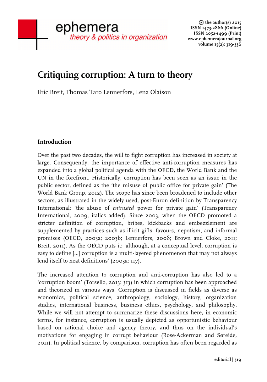 Pdf Critiquing Corruption A Turn To Theory