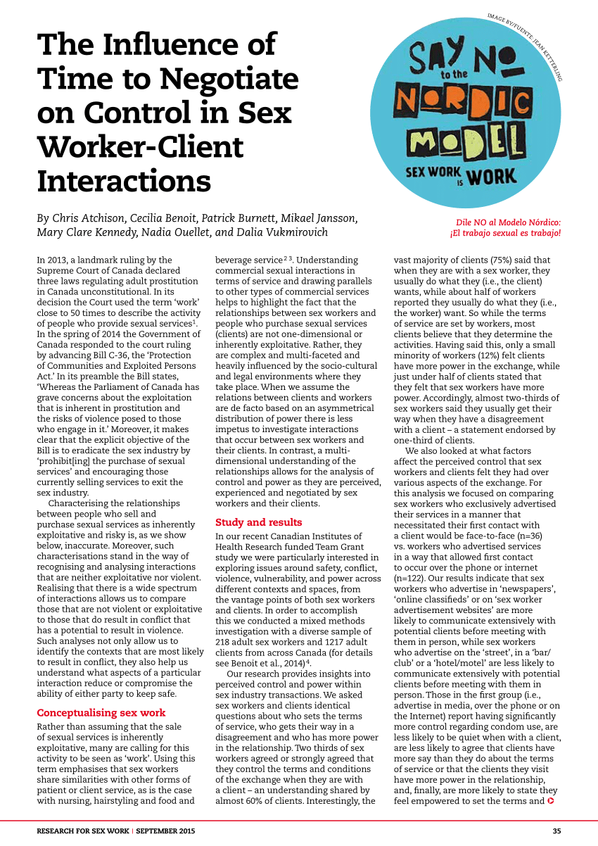 PDF) The influence of time to negotiate on control in sex worker-client  interactions